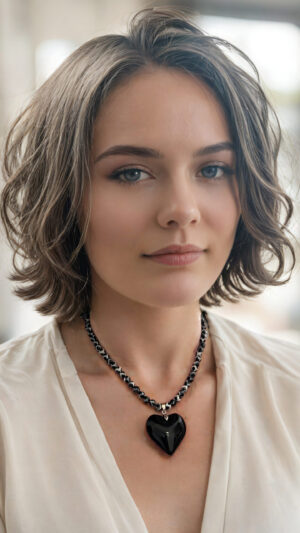 מחרוזת אגת תליון לב שחור