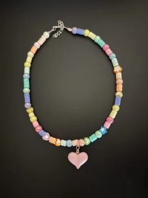 שרשרת sweet candy לב פסטל