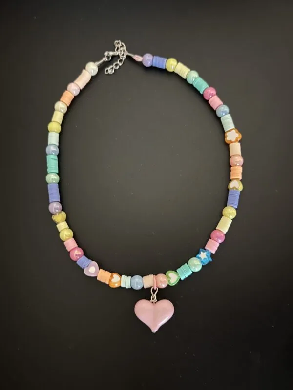 שרשרת sweet candy לב פסטל