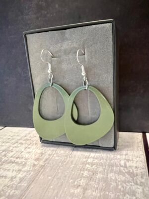 עגילי כסף 925 לולאה ירוקה