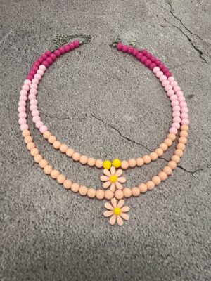 זוג מחרוזות צ׳וקר חברות ורוד פרח