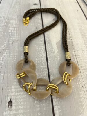 שרשרת שילובים לולאות חום וזהב