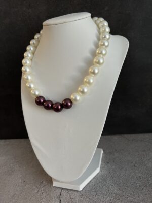 מחרוזת צ'וקר פנינים אוליב בורדו