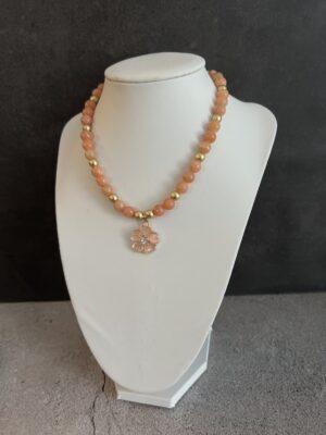 שרשרת צ'וקר אבני חן אפרסק