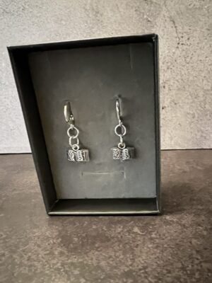 עגילי חישוק כסף 925 תליון ספר