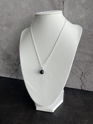 שרשרת ספירל כסף 925 תליון פנינה שחורה