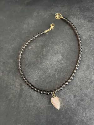 שרשרת לב סנסט קוורץ חום