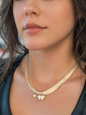 שרשרת חבל לבבות פנינה