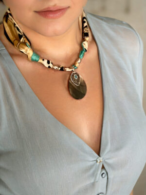 שרשרת טקסטיל צדף אם הפנינה