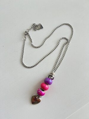 שרשרת לולאות גדיל חרוזים ורוד