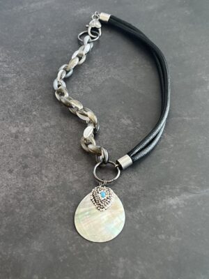 שרשרת שילובים חבל שחור אם הפנינה