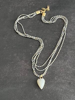 שרשרת חיבורים אפור וזהב לב אמזונייט