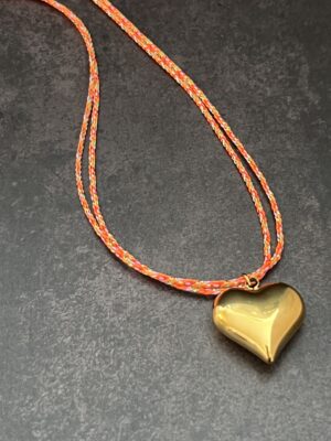 שרשרת חוט כתום לב זהב