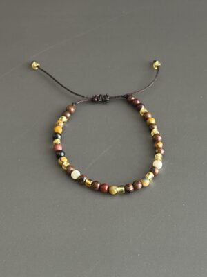 צמיד מתכוונן אבני חן חום