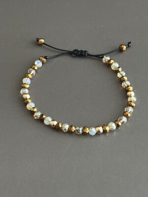 צמיד מתכוונן קריסטל וזהב