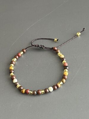 צמיד מתכוונן אבני חן חום