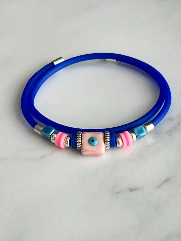 ⁦צמיד סיליקון צבעוני Eye Vibe כחול⁩ – תמונה ⁦2⁩