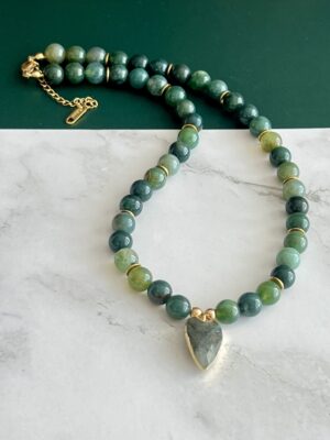 קולקציית גוונים שרשרת לב ירוק