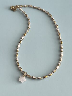 קולקציית גוונים שרשרת שמנת כוכב רוז קוורץ