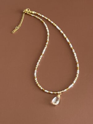 קולקציית גוונים זהב ושקוף תליון טיפה