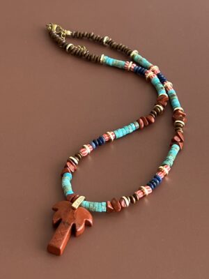 שרשרת פאלם ג׳אספר אדום וטורקיז