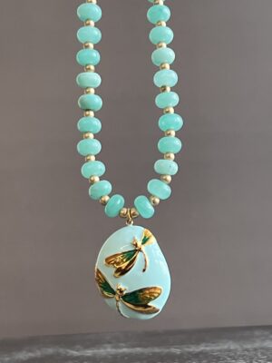 שרשרת חרוזים בטורקיז תליון שפירית