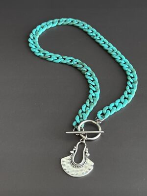 שרשרת לולאות אקריל תליון כסוף אתני