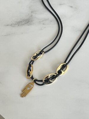 שרשרת חבל הגנה אלגנטית בשחור וזהב
