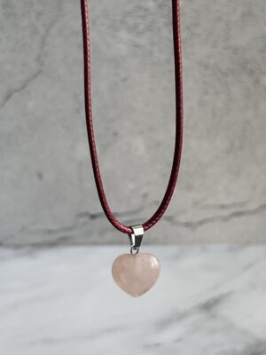 שרשרת חבל בורדו לב רוז קוורץ