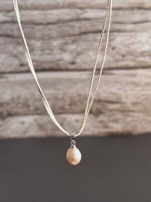 שרשרת חוט כסוף תליון פנינה