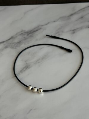 שרשרת גומי חרוזים כסופים