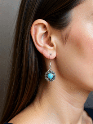 עגילים תלויים מנדלה טורקיז