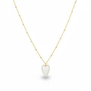 שרשרת לולאות זהב לב לבן