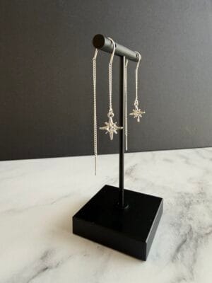 עגילי כוכב תלויים כסף 925