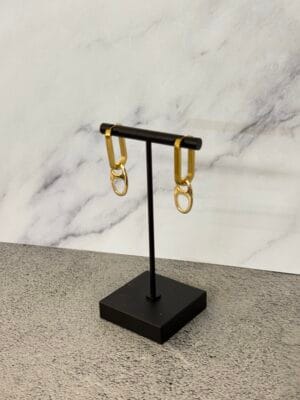 עגילים תלויים מוזהבים מרובעים חוליית העוגן