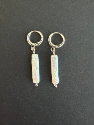 עגילים חישוק תלויים כסף 925 פניני סטיק