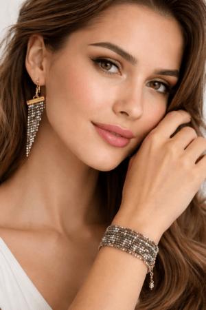 נטיפי לילה סט צמיד ועגילים