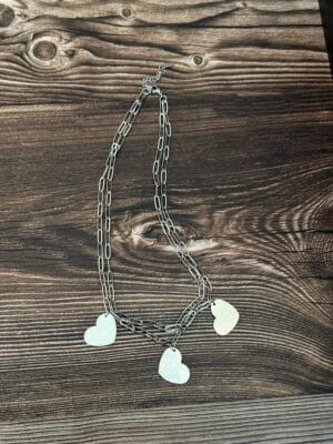 שרשרת שכבות לבבות כסוף