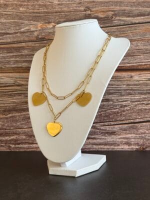 שרשרת שכבות לבבות זהב