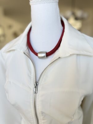 שרשרת חבל אדום צינור כסוף