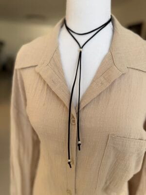 שרשרת עניבה עור שחור