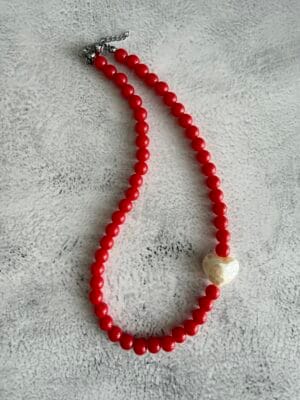 Sweet Side שרשרת אדומה עם לב בצד