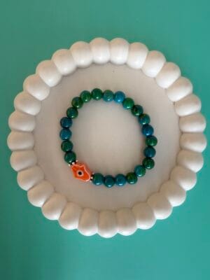 צמיד גמיש אבני חן טורקיז חמסה כתומה