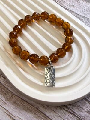 צמיד גמיש קריסטל חום דבש