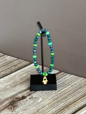 צמיד גמיש קריסטל ירוק חמסה