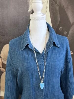 שרשרת ארוכה לב בוהו מון סטון