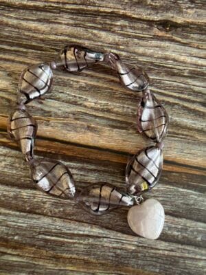 צמיד גמיש גלאס רוז קוורץ