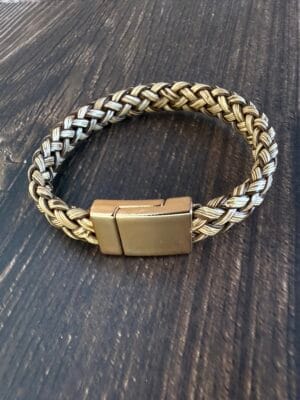 צמיד עור חום צמה