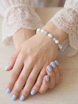 צמיד מים גמיש פנינים ואקוומרין